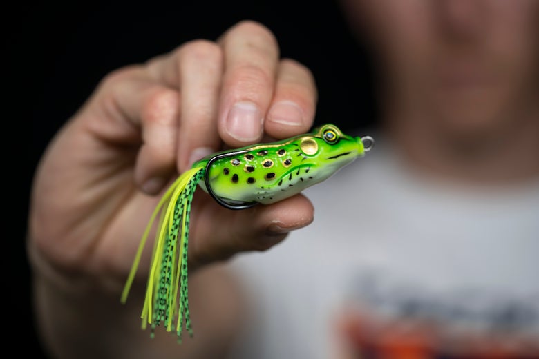 Frog with replaced hooks ready to fish